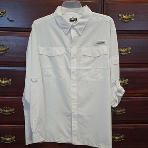 Habit White Long-Sleeve Button Down 40+ Solar Factor Fishing Shirt. NWOT